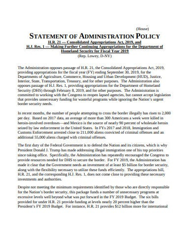 10 Statement Of Administration Policy Templates In PDF DOC Free 