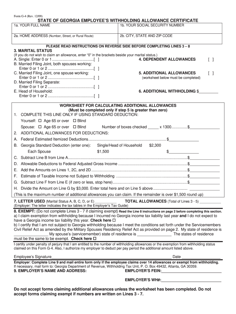 2000 Form GA DoR G 4 Fill Online Printable Fillable Blank PDFfiller