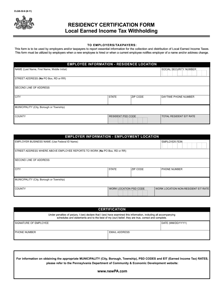2011 Form PA DCED CLGS 32 6 Fill Online Printable Fillable Blank 