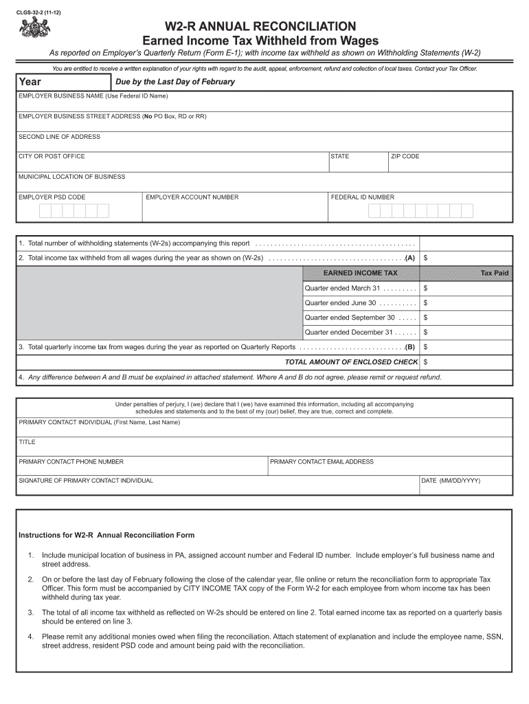 2012 Form PA DCED CLGS 32 2 Fill Online Printable Fillable Blank 