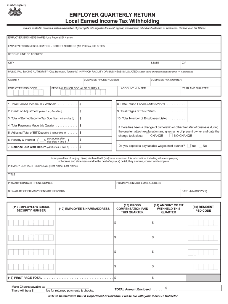 2013 Form PA DCED CLGS 32 5 Fill Online Printable Fillable Blank