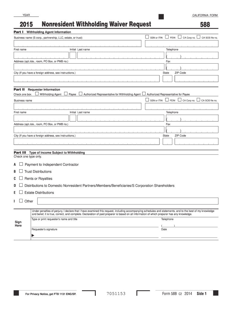 2015 Form CA FTB 588 Fill Online Printable Fillable Blank PDFfiller