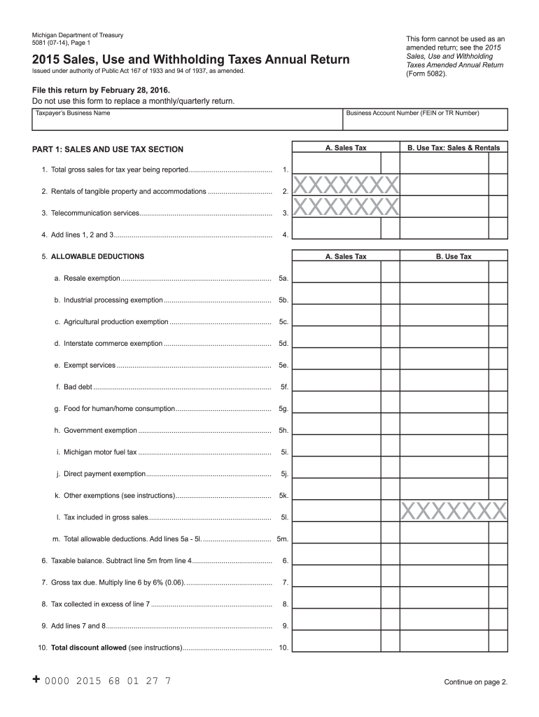 2015 Form MI 5081 Fill Online Printable Fillable Blank PdfFiller