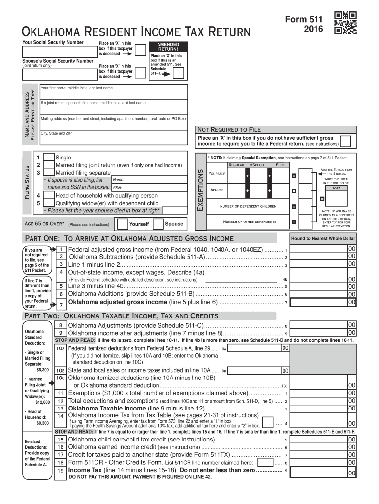 2016 Form OK 511 538 S Fill Online Printable Fillable Blank 