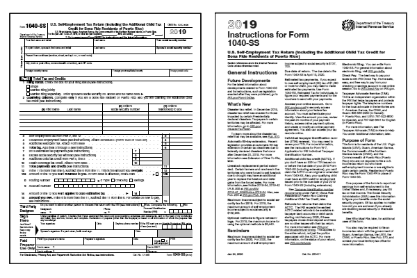 2019 1040 SS Form And Instructions 1040SS 