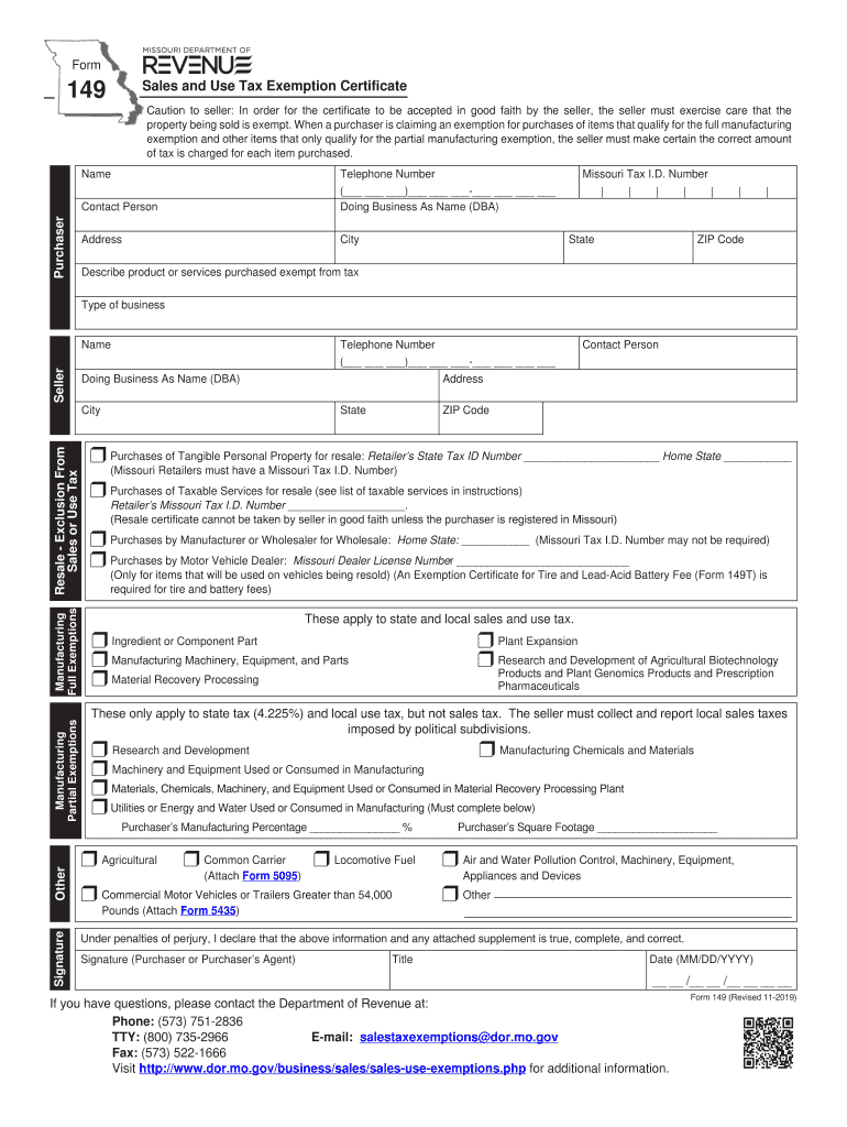 2019 2021 Form MO DoR 149 Fill Online Printable Fillable Blank