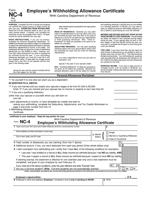 2019 Nc 4 Form Printable Justgoing 2020