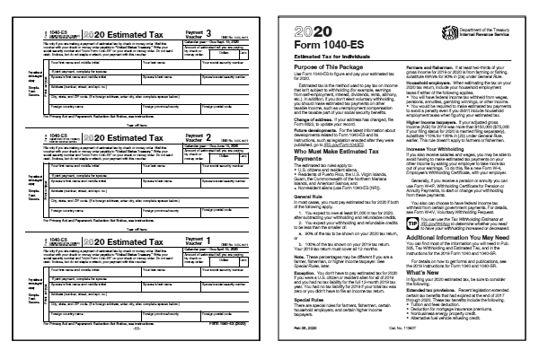 2020 1040 ES Form And Instructions 1040ES 