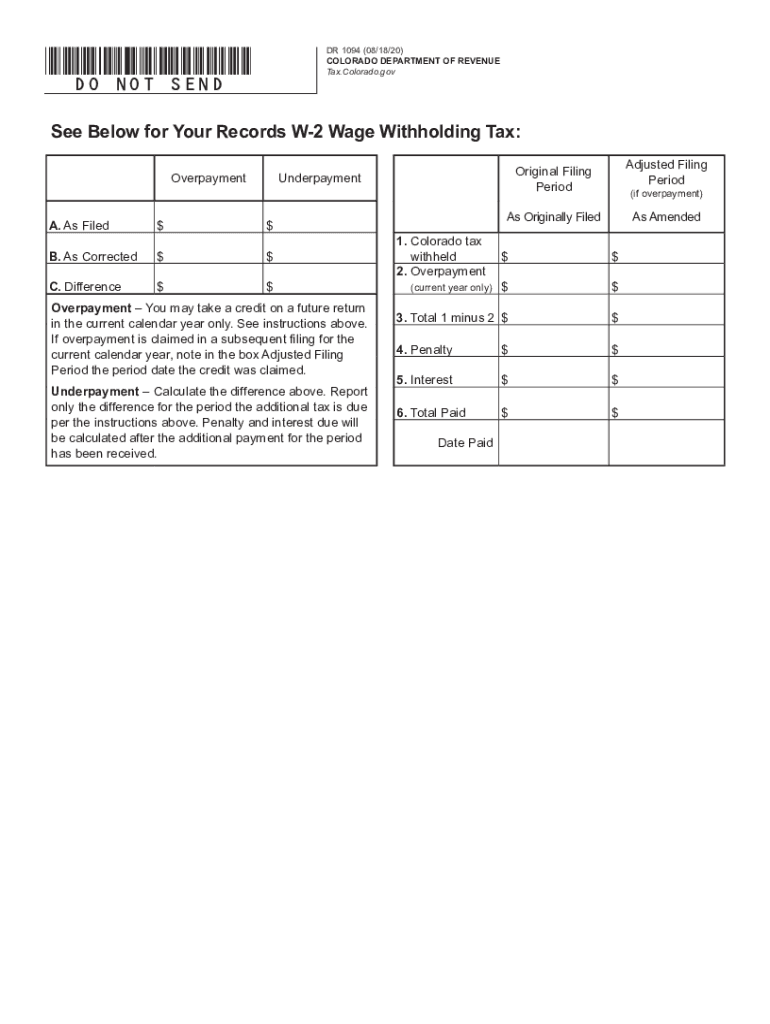 2020 Form CO DoR DR 1094 Fill Online Printable Fillable Blank 