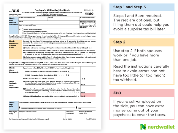 2020 Form W 4 How To Fill It Out Guide FAQs NerdWallet