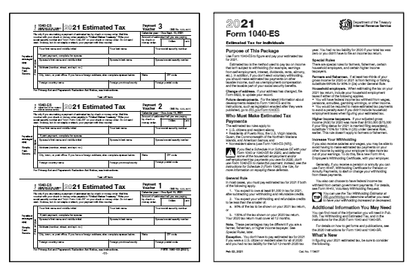 2021 1040 ES Form And Instructions 1040ES 