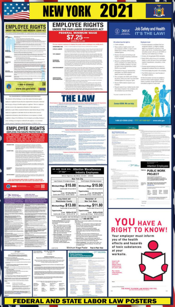 2021 New York Labor Law Posters State Federal OSHA LABORLAWHRSIGNS