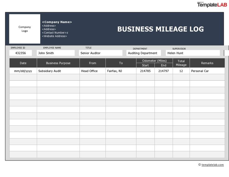 31 Printable Mileage Log Templates Free TemplateLab Mileage