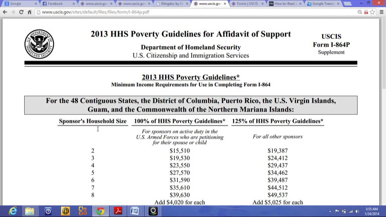 Affidavit Form I 864 Of Support How To Find Out If Your Income Is 