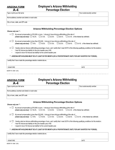 Arizona State Form W 4 Download