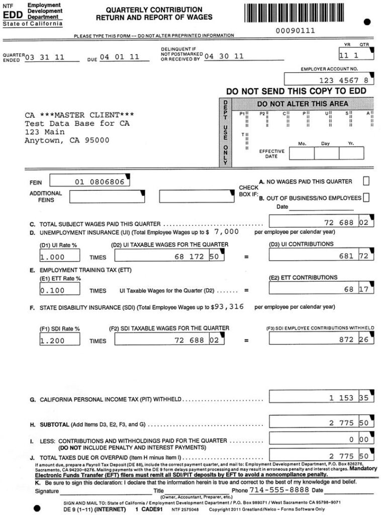 California DE 9 And DE 9C Fileable Reports