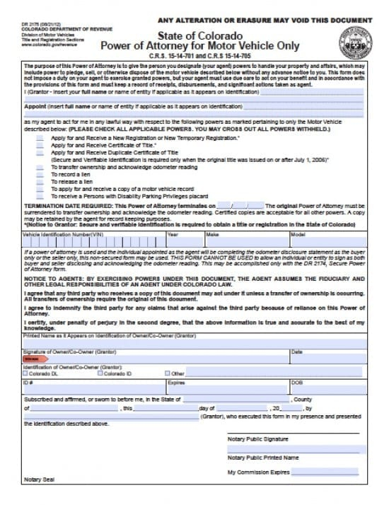 Colorado Real Estate ONLY Power Of Attorney Form Power Of Attorney 