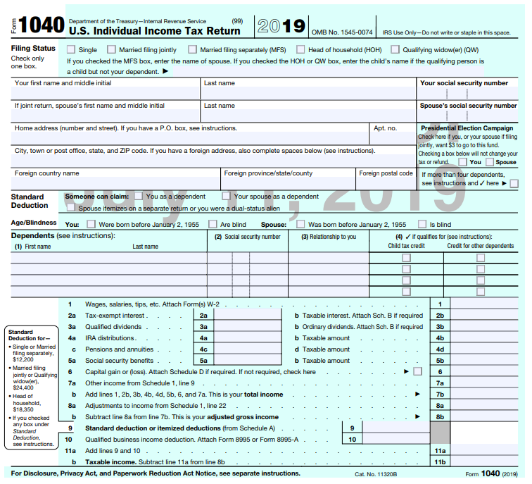 Draft Form 1040