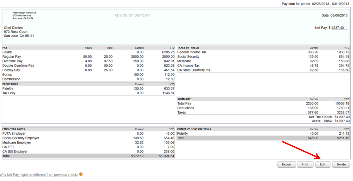 Edit Paychecks In Online Payroll