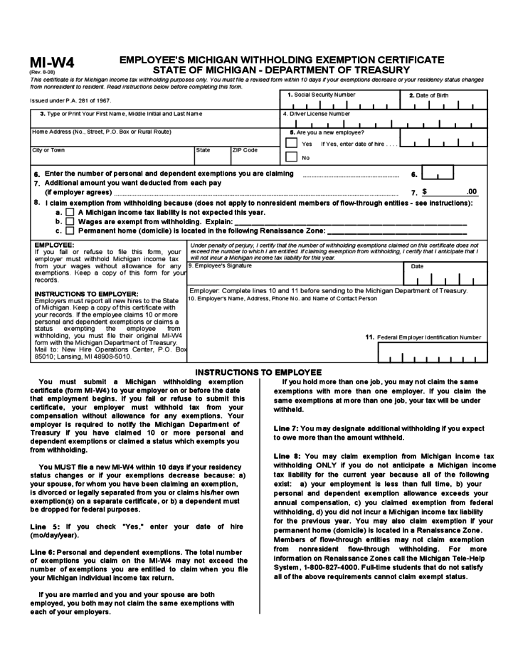 Form De4 California Employee Withholding