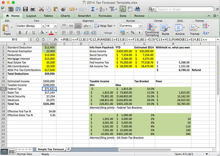 Excel Formula To Calculate Tax Projections Interactive Lesson Plans 