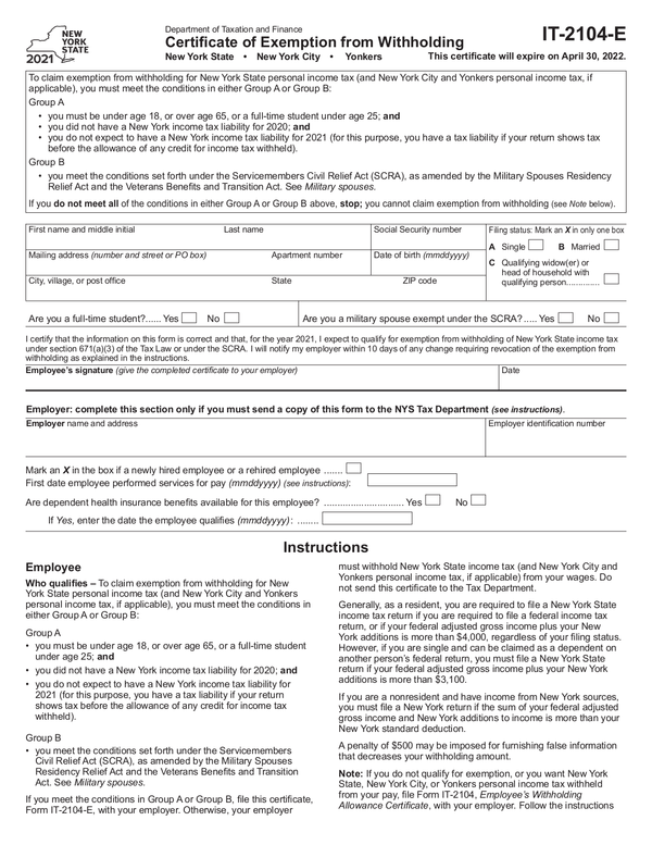 2022 New York State Tax Withholding Form - WithholdingForm.com