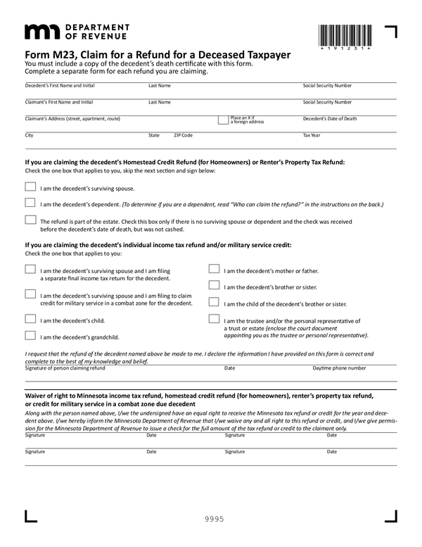 Fill Free Fillable Minnesota Department Of Revenue PDF Forms