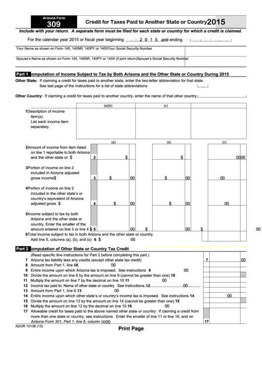 Arizona Joint Tax Application Fillable Form Printable Forms Free Online