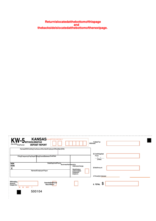 Fillable Form Kw 5 Kansas Withholding Tax Deposit Report Printable 