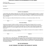 Fillable Form Nj 165 Employee S Certificate Of Nonresidence In New