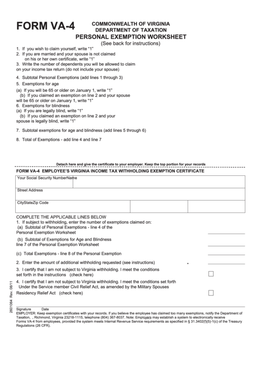Virginia Income Withholding Form 7824