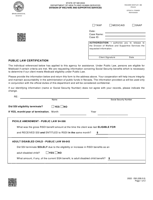 Form 2022 EM Download Fillable PDF Or Fill Online Public Law 