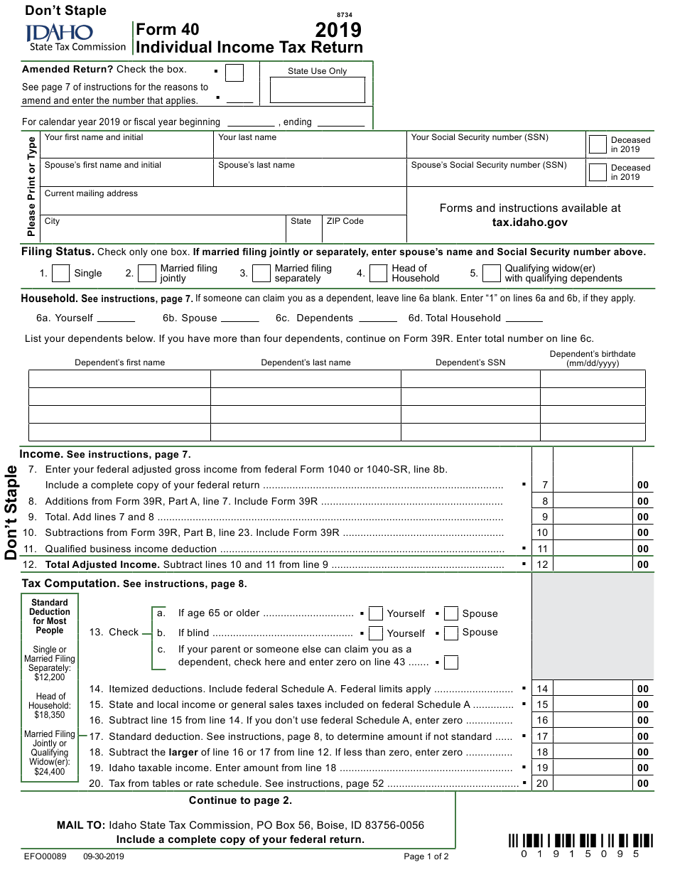 Form 40 Download Fillable PDF Or Fill Online Individual Income Tax 