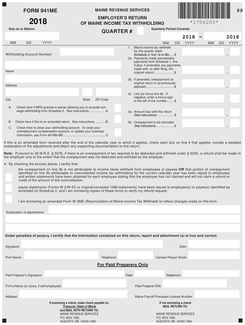 Maine State Tax Form