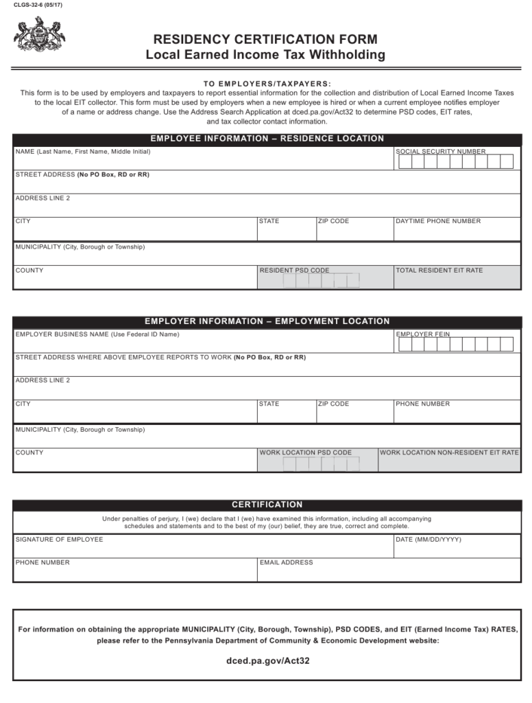 Form CLGS 32 6 Download Fillable PDF Or Fill Online Residency 