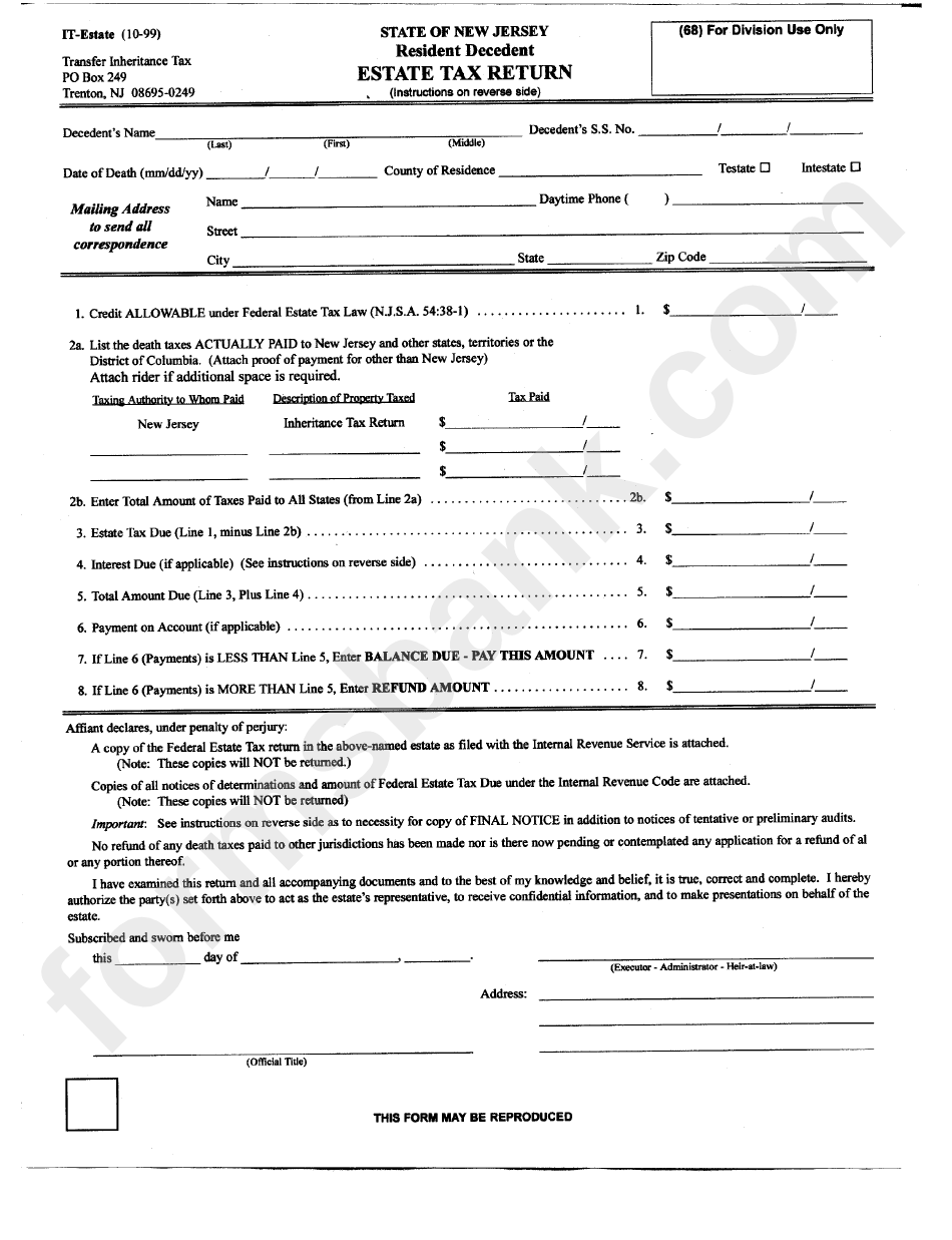 New Jersey Employee Withholding Form