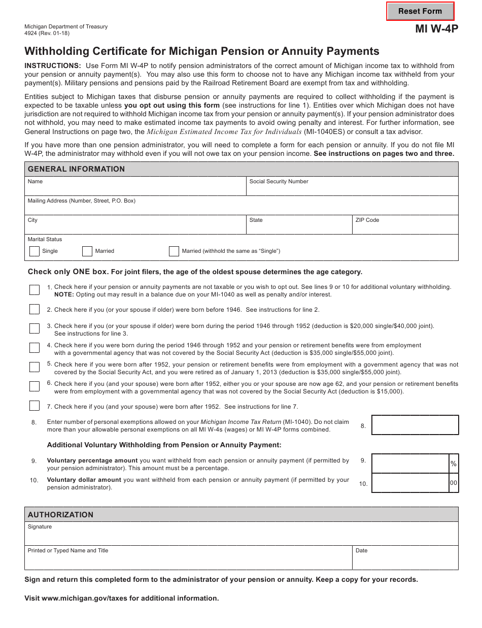 Michigan Sales And Withholding Tax Form