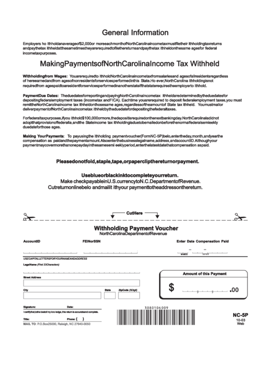 Form Nc 5p Withholding Payment Voucher North Carolina Department Of 