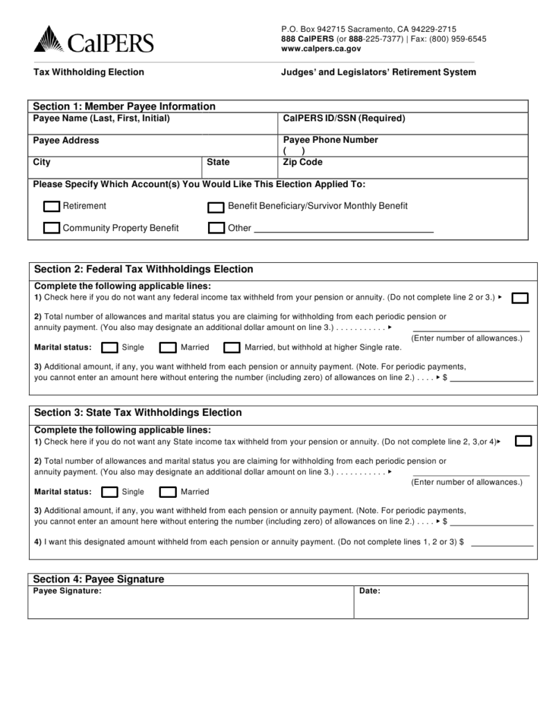 Form PERS PRS W 4P DE 4P Download Printable PDF Or Fill Online Tax