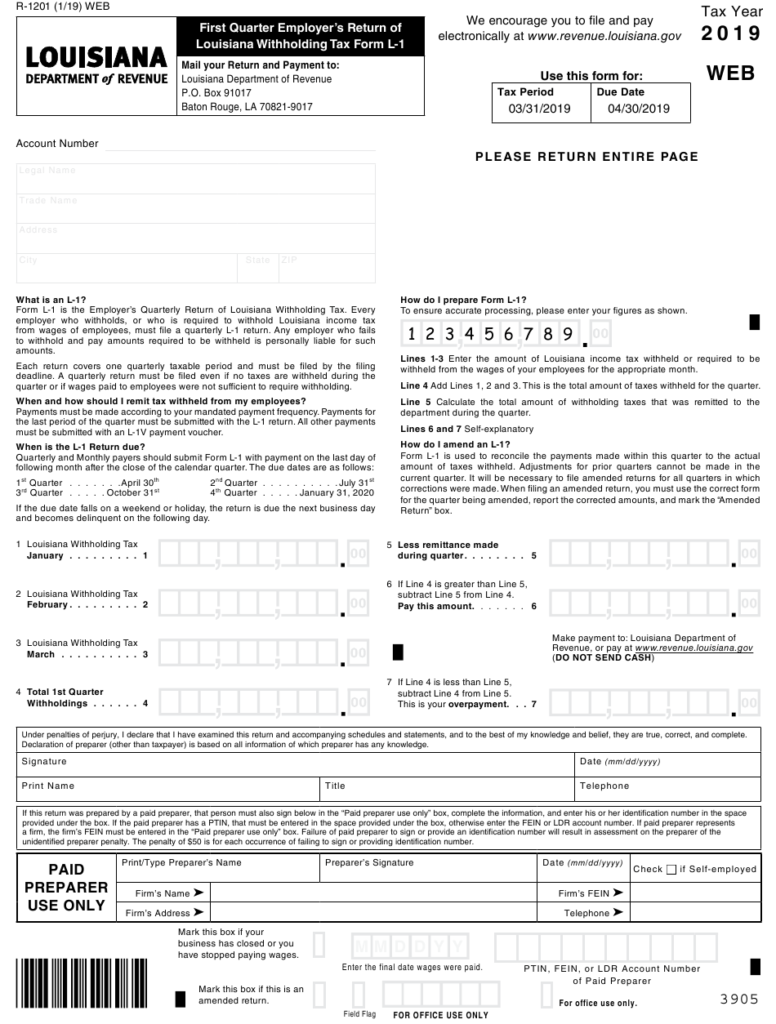 Form R 1201 L 1 Download Fillable PDF Or Fill Online First Quarter 