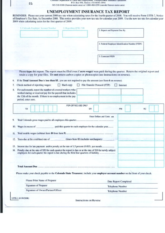 Form Uitr 1 Unemployment Insurance Tax Report State Of Colorado 