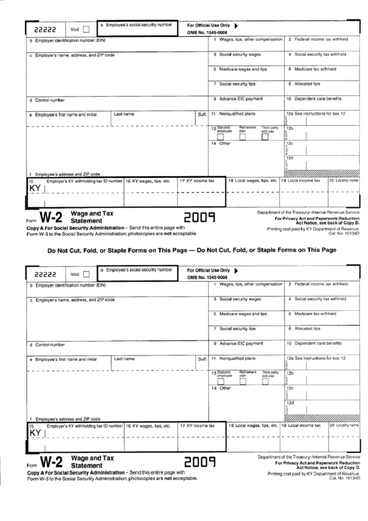 Form W 2 Wage And Tax Statement 2009 Form K 2 Wage And Tax 