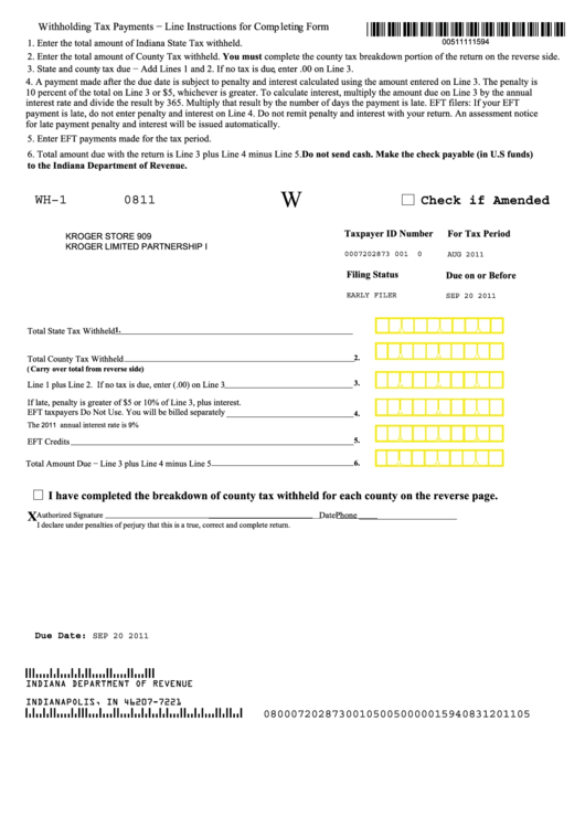 Form Wh 1 Withholding Tax Printable Pdf Download