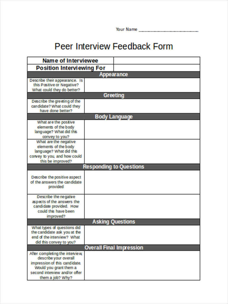 FREE 17 Interview Feedback Forms In PDF