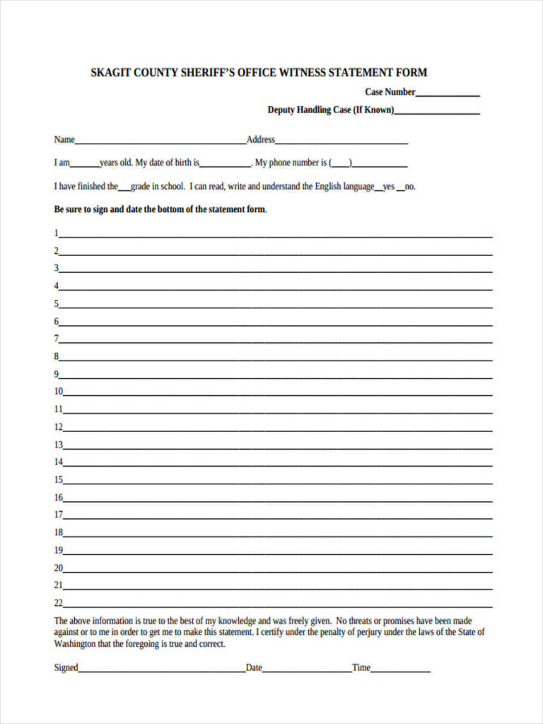 FREE 18 Witness Statement Forms In PDF Ms Word