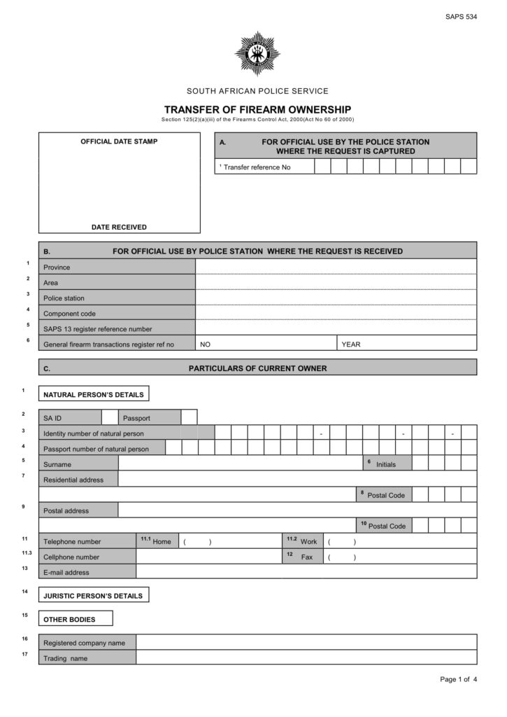 FREE 5 Transfer Forms For Gun Owners In PDF