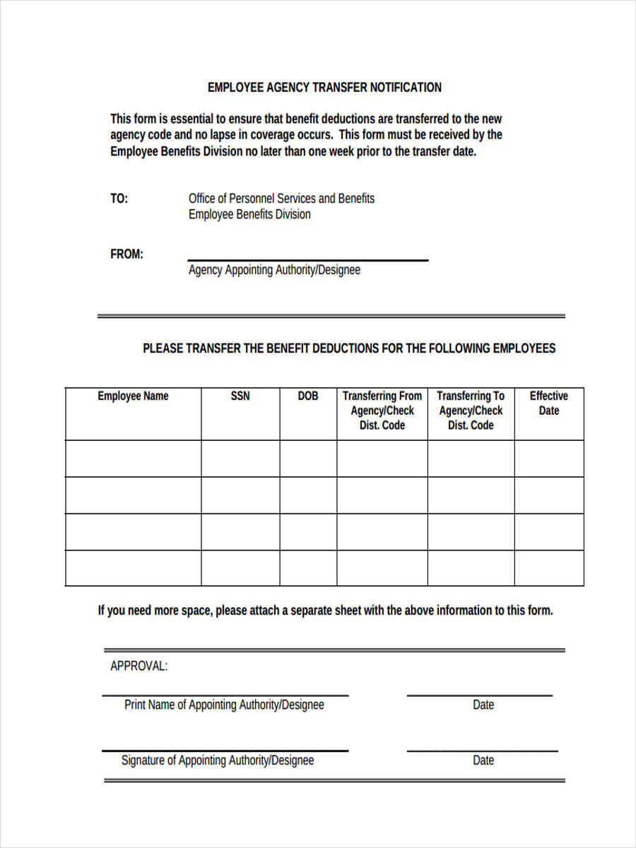 FREE 7 Employee Transfer Forms In PDF MS Word