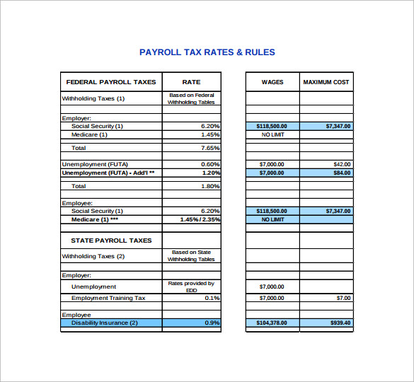 FREE 7 Sample Payroll Tax Calculator Templates In PDF Excel