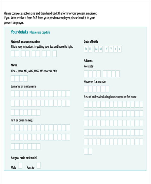 FREE 9 Sample Employee Tax Forms In MS Word PDF