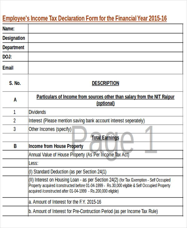 FREE 9 Sample Employee Tax Forms In MS Word PDF